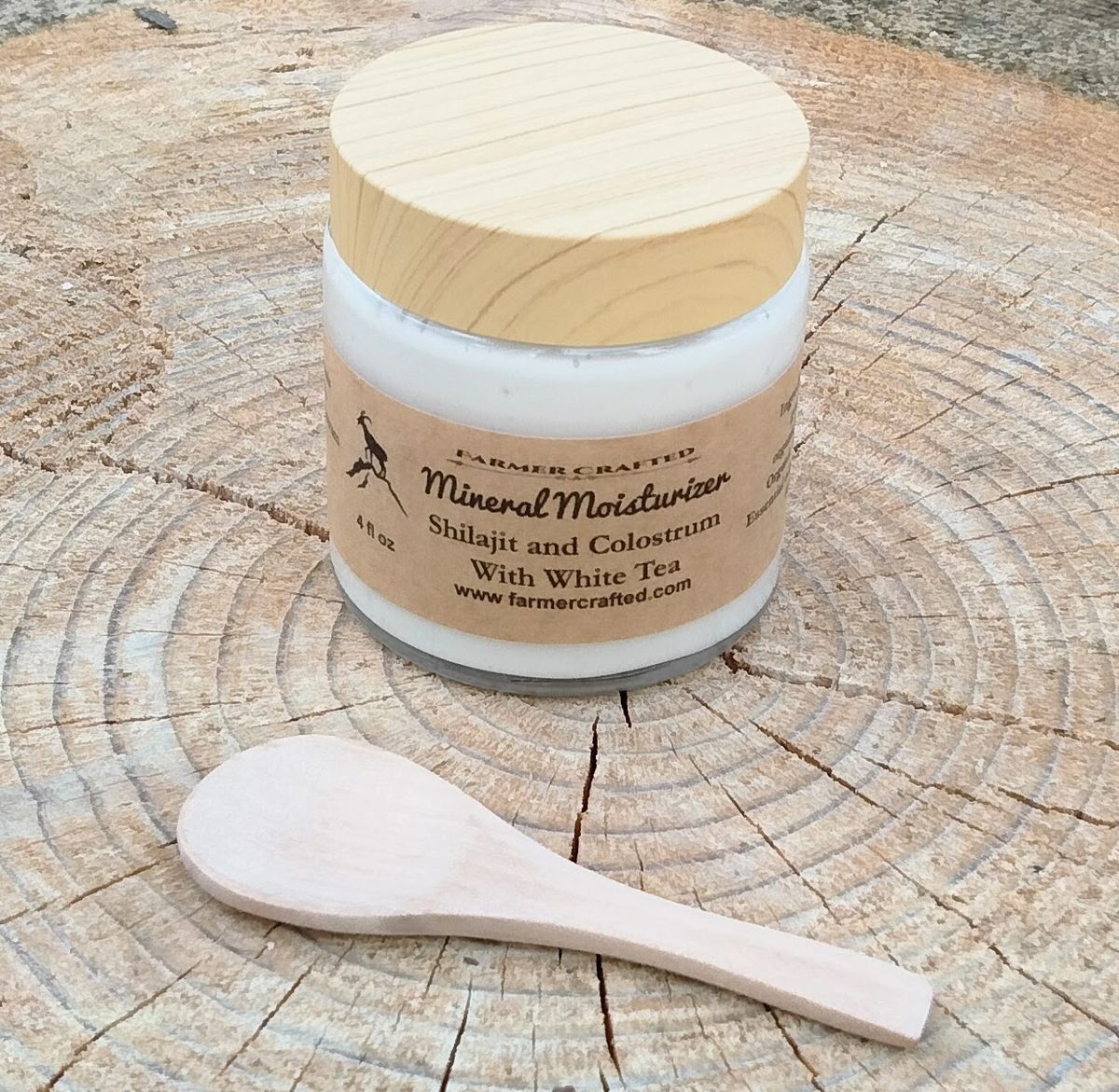 Mineral Moisturizer Shilajit & Colostrum with white tea Ethical, Eco, Beyond Organic live cultured probiotic handmade skincare