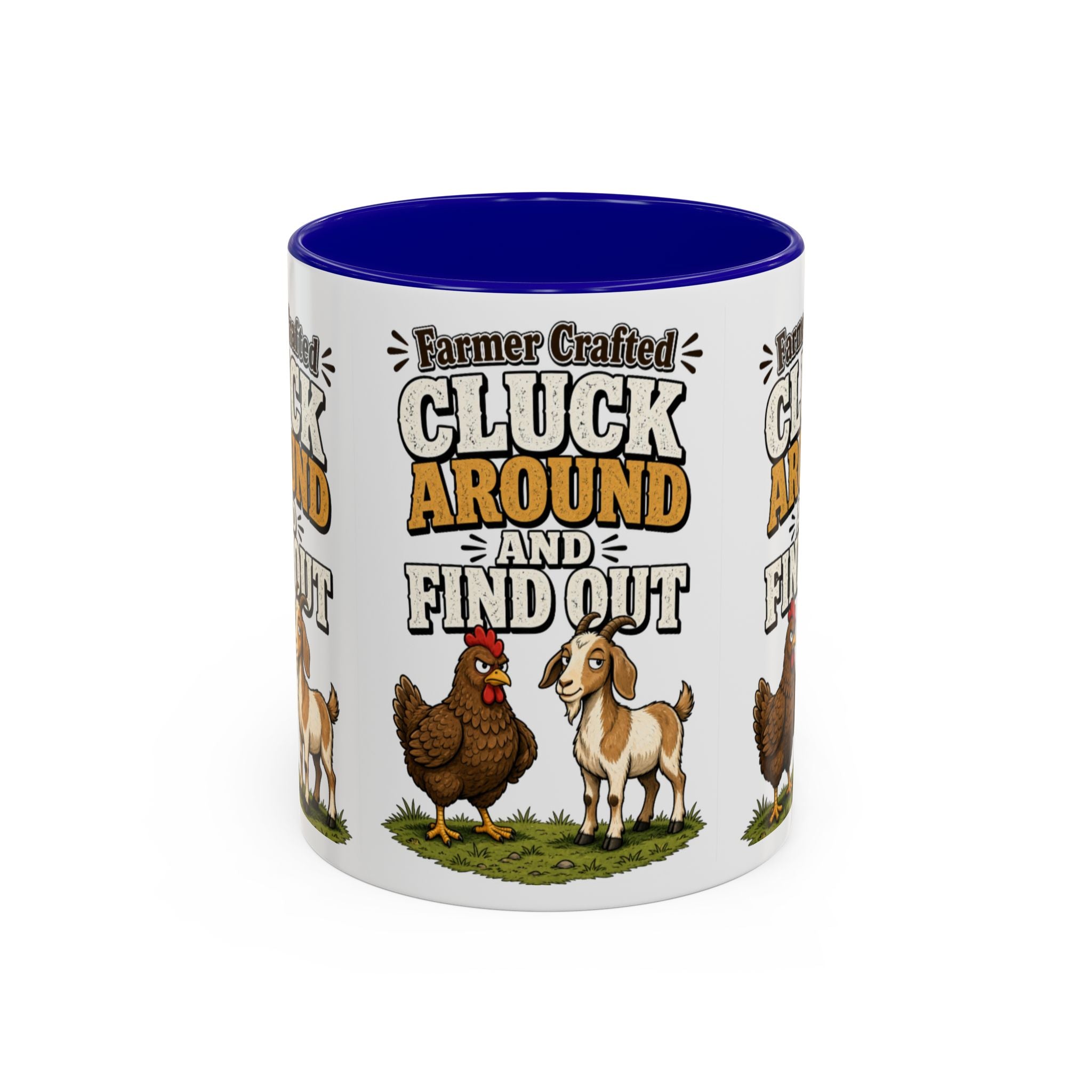 Farmer Crafted “Cluck Around and Find Out” Ceramic Accent Mug — Funny Chicken & Goat Farm Gift (11oz/15oz)