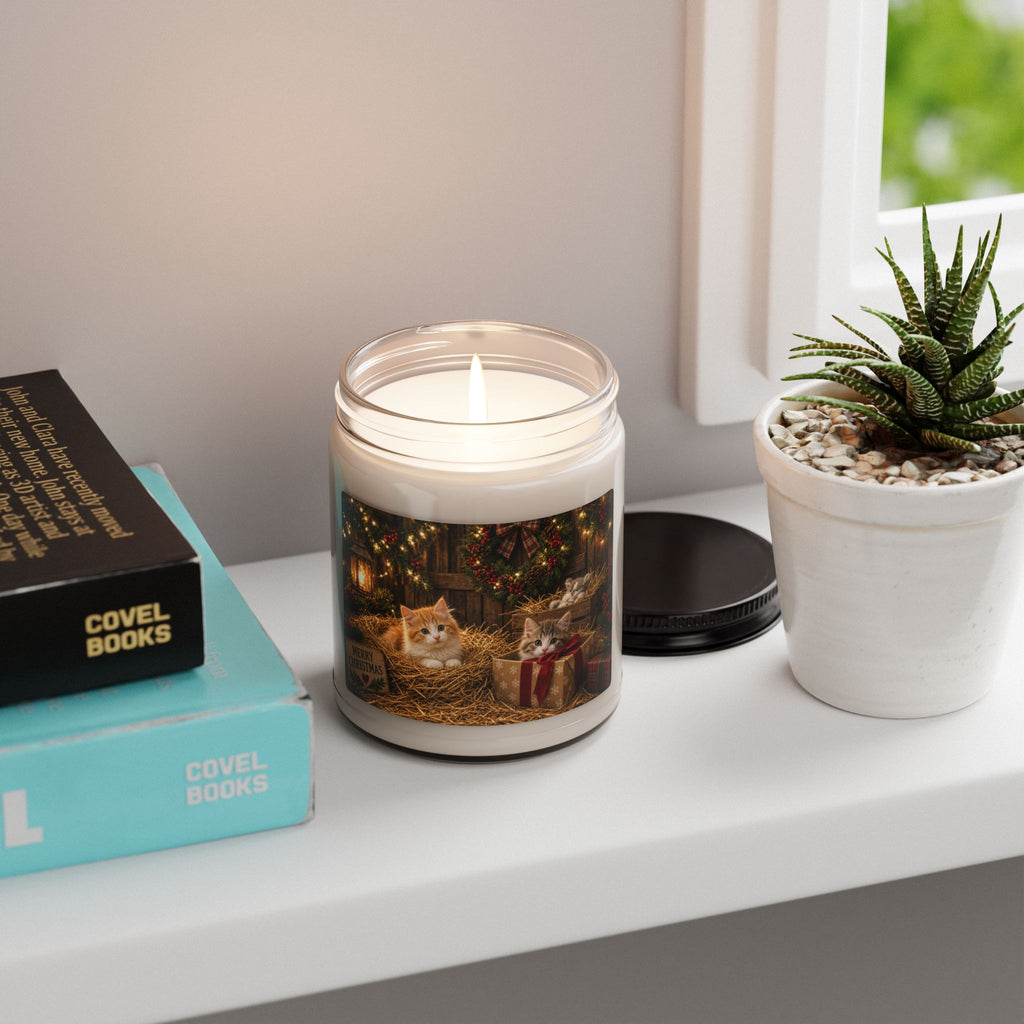 Christmas Kitten Soy Candle — 9oz Scented Holiday Candle