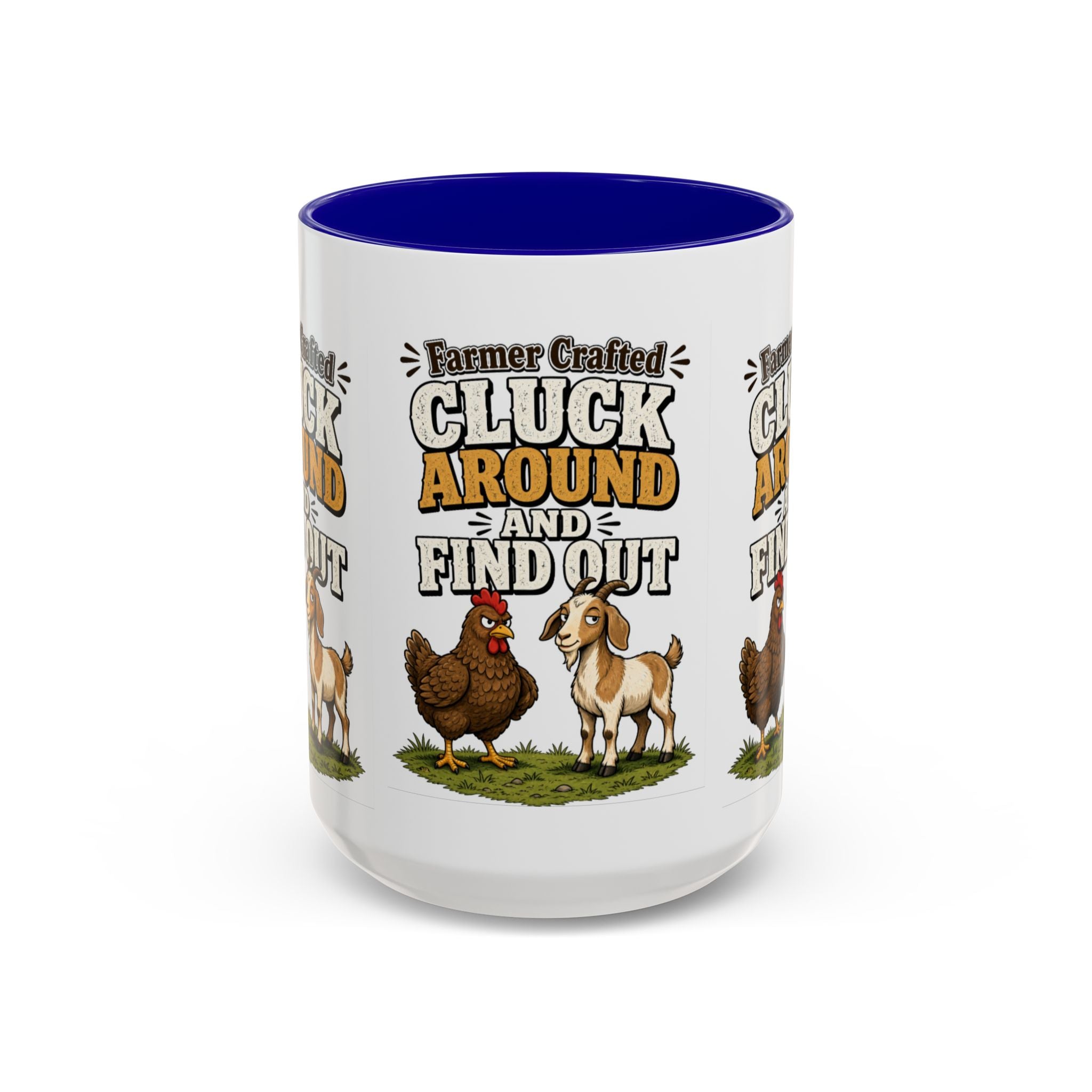 Farmer Crafted “Cluck Around and Find Out” Ceramic Accent Mug — Funny Chicken & Goat Farm Gift (11oz/15oz)
