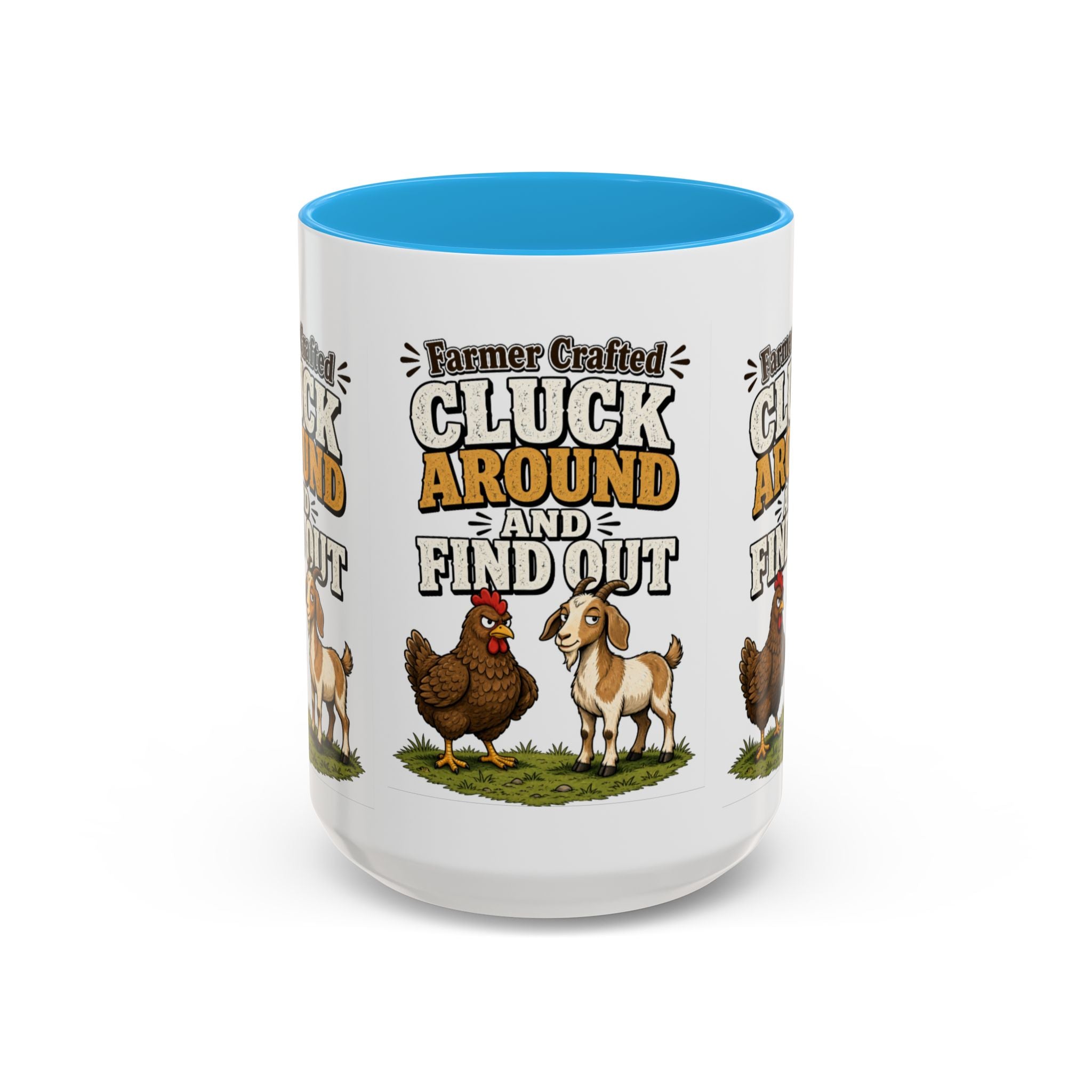 Farmer Crafted “Cluck Around and Find Out” Ceramic Accent Mug — Funny Chicken & Goat Farm Gift (11oz/15oz)