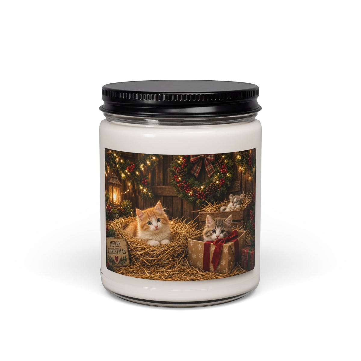 Christmas Kitten Soy Candle — 9oz Scented Holiday Candle