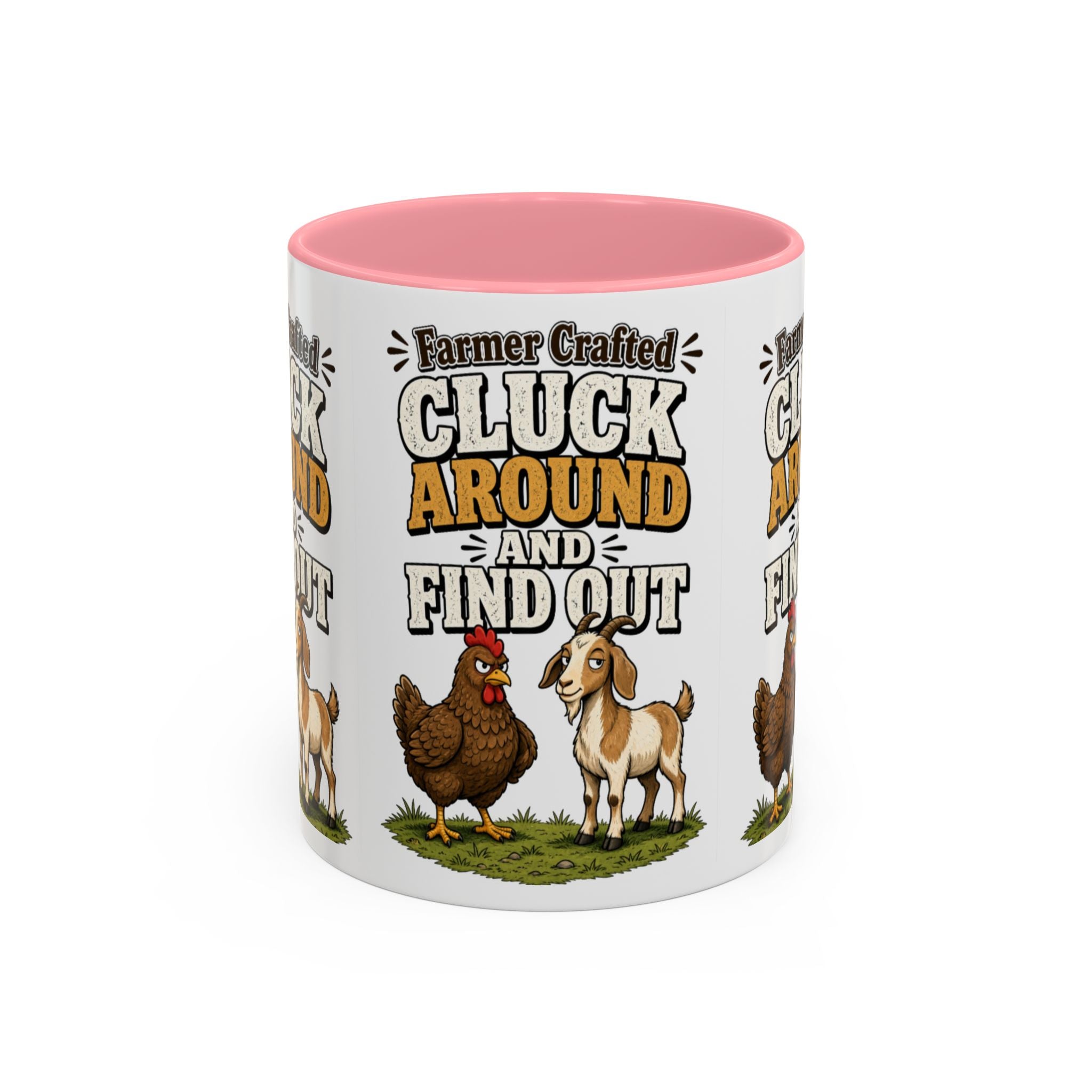 Farmer Crafted “Cluck Around and Find Out” Ceramic Accent Mug — Funny Chicken & Goat Farm Gift (11oz/15oz)