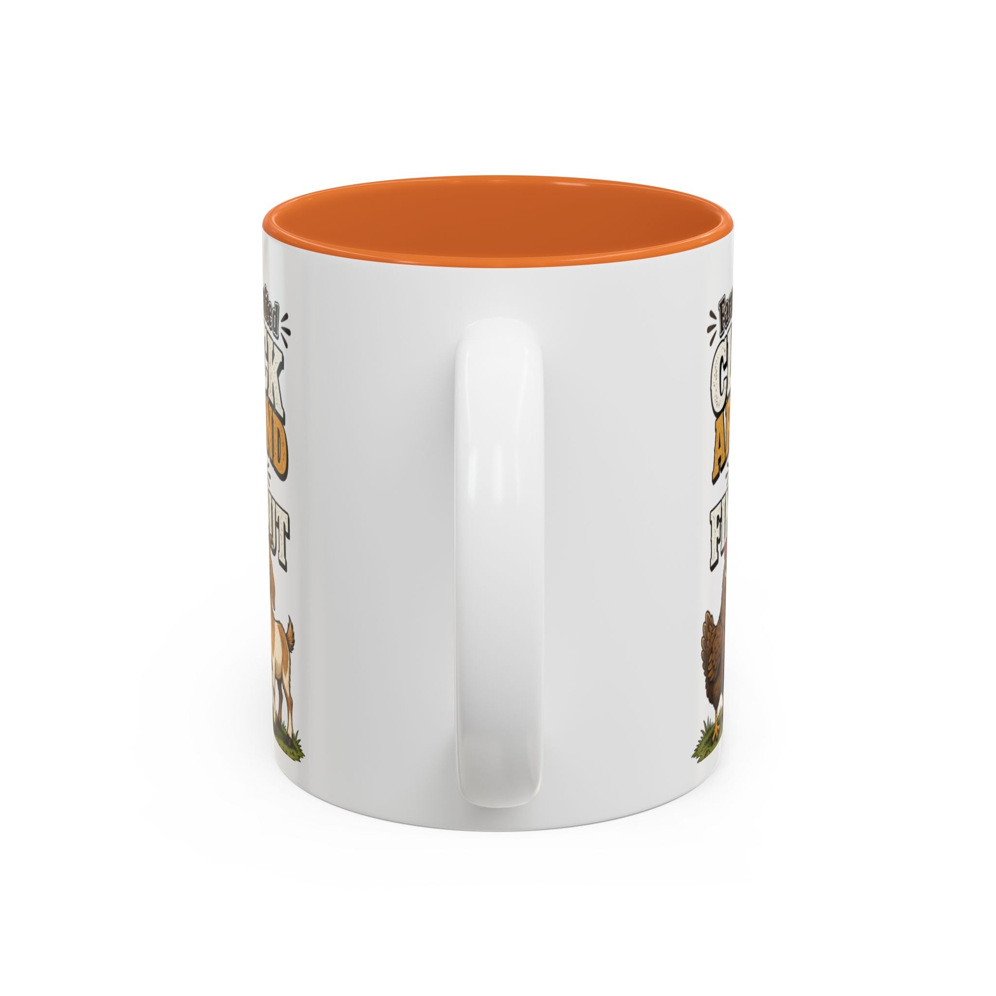 Farmer Crafted “Cluck Around and Find Out” Ceramic Accent Mug — Funny Chicken & Goat Farm Gift (11oz/15oz)