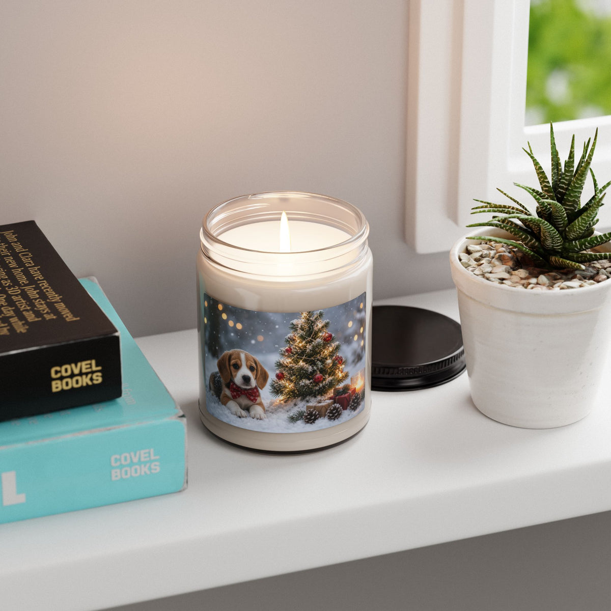 Holiday Puppy Christmas Candle — 9oz Scented Soy Jar