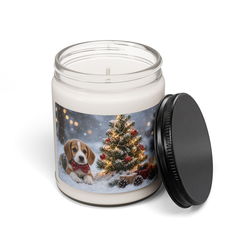 Holiday Puppy Christmas Candle — 9oz Scented Soy Jar