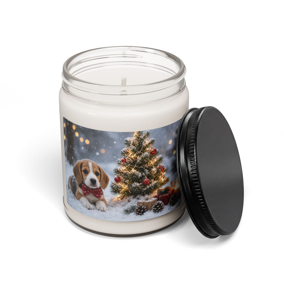 Holiday Puppy Christmas Candle — 9oz Scented Soy Jar