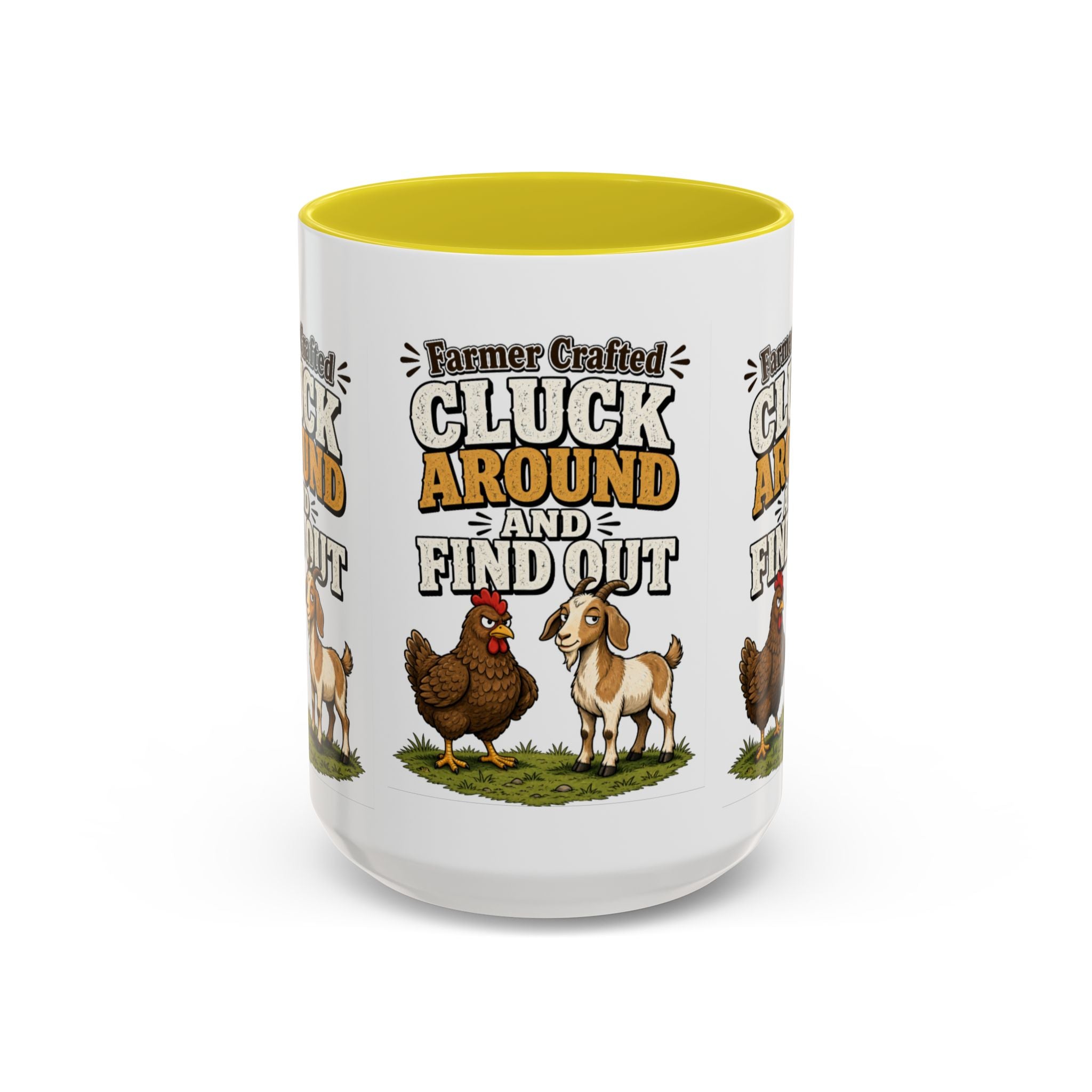 Farmer Crafted “Cluck Around and Find Out” Ceramic Accent Mug — Funny Chicken & Goat Farm Gift (11oz/15oz)