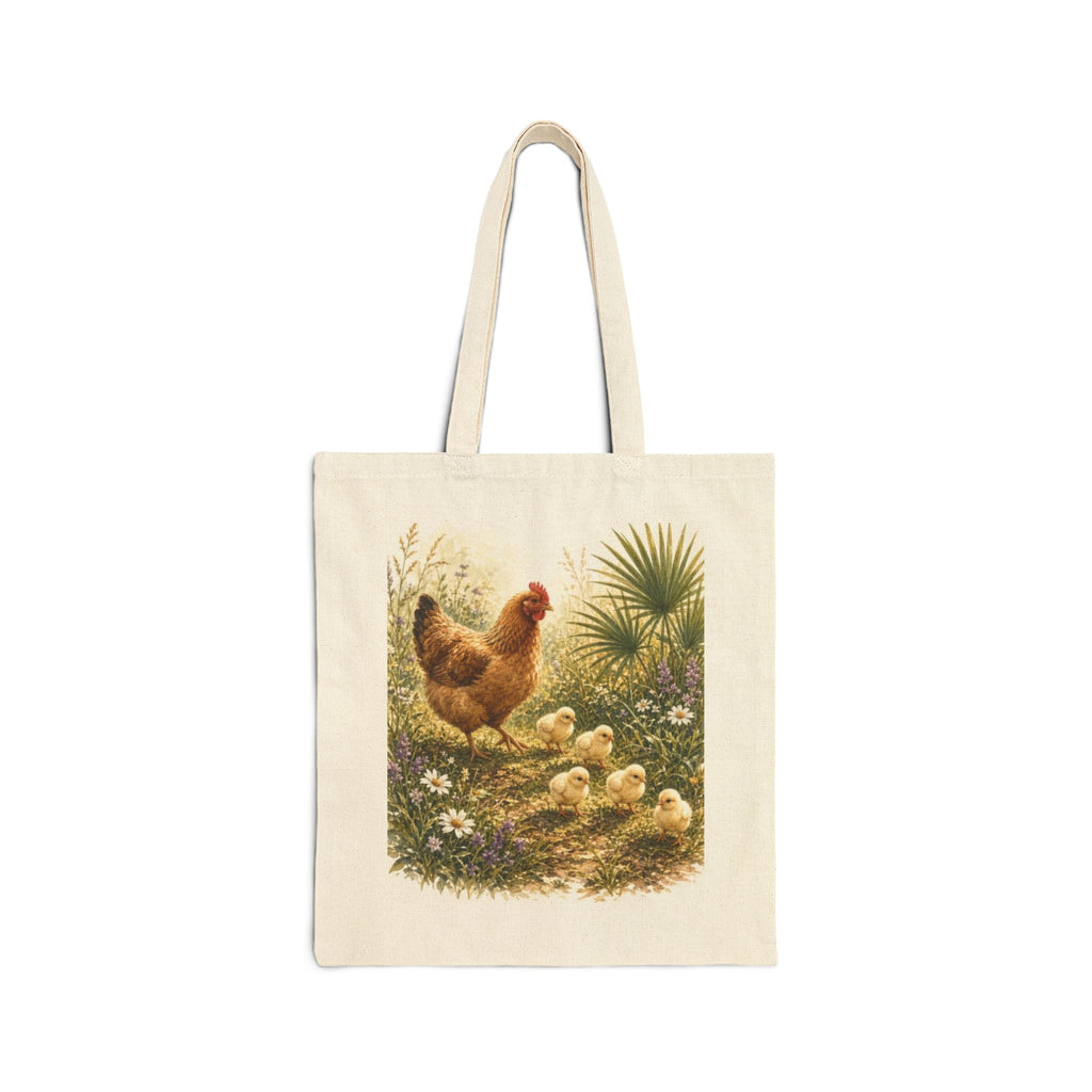 Farmer Crafted Chicken Tote Bag — Vintage Hen & Chicks Canvas Tote