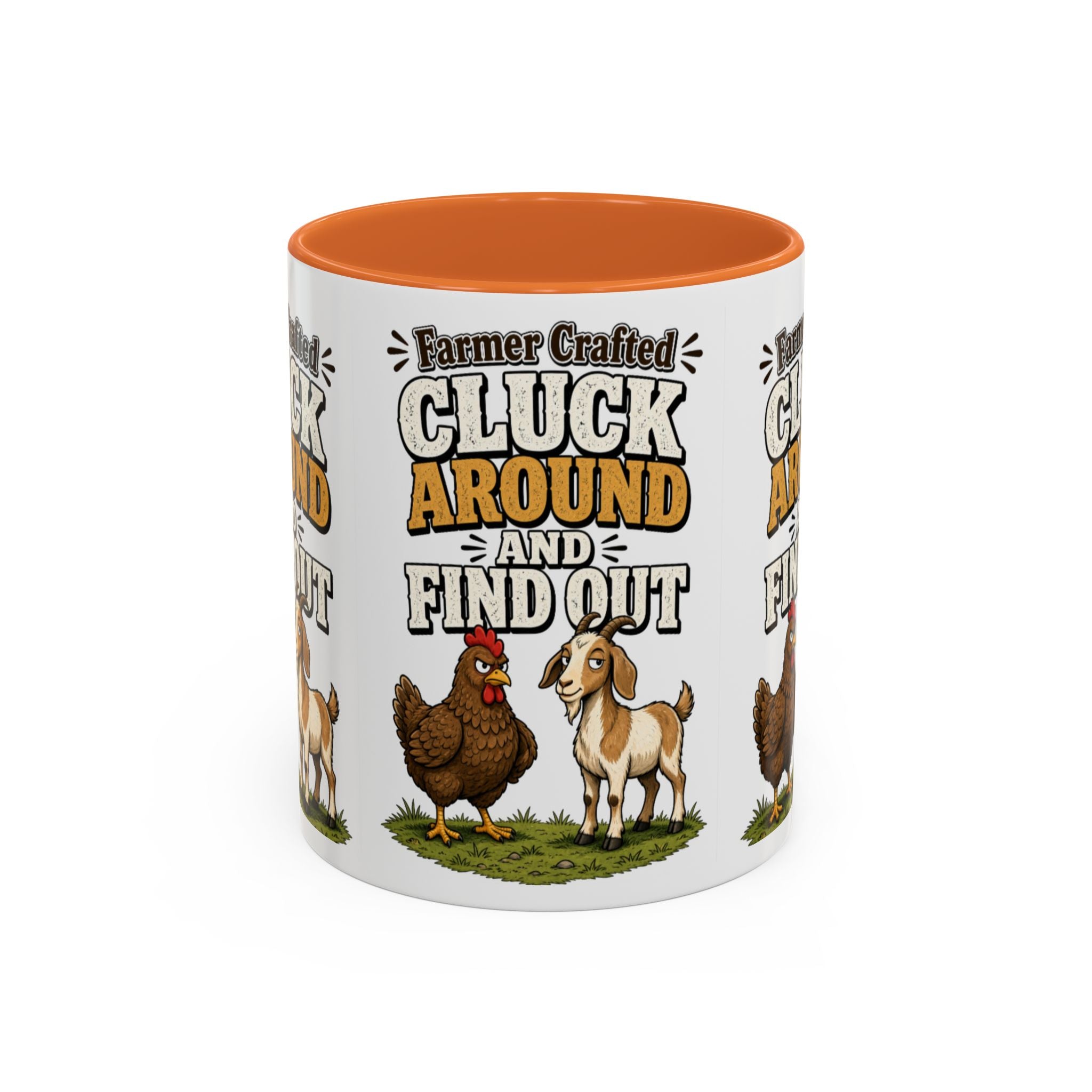 Farmer Crafted “Cluck Around and Find Out” Ceramic Accent Mug — Funny Chicken & Goat Farm Gift (11oz/15oz)