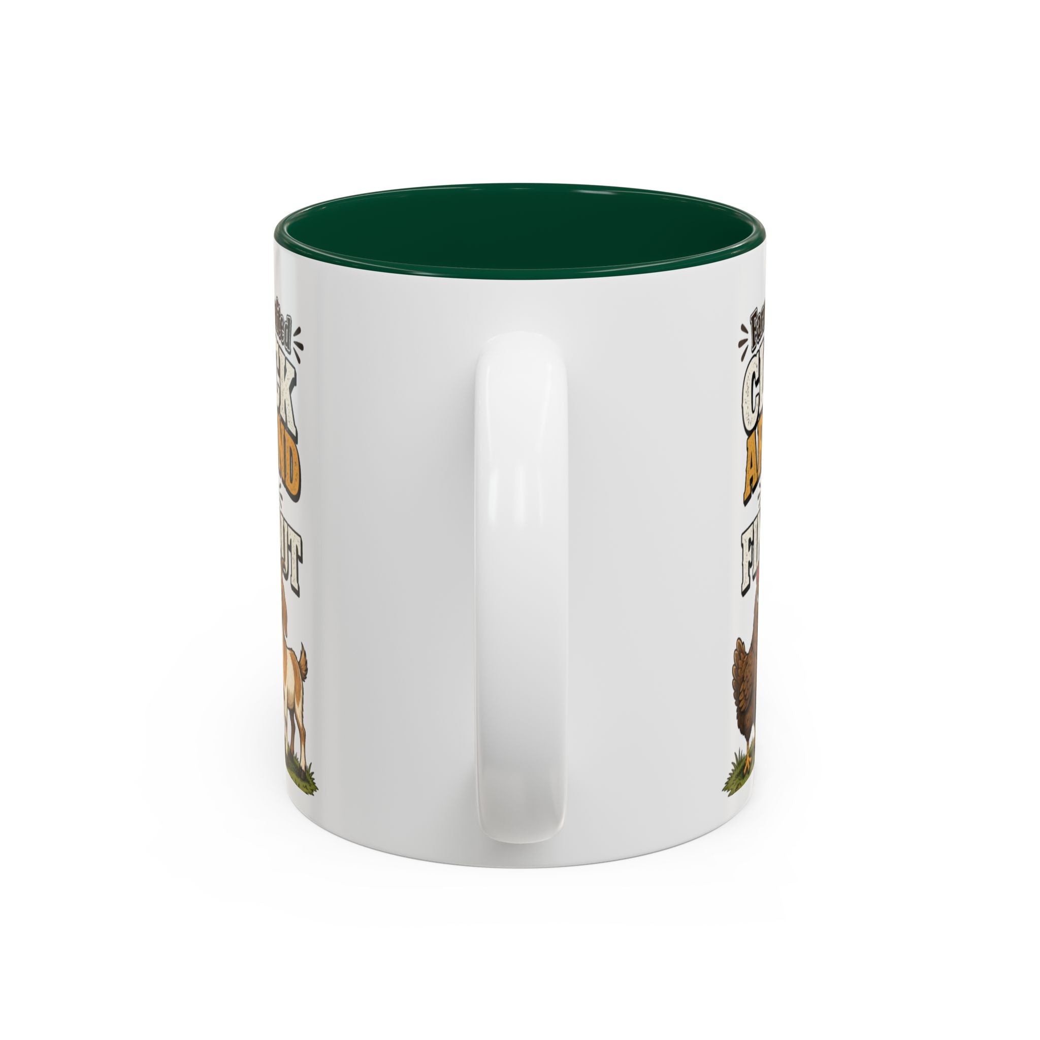 Farmer Crafted “Cluck Around and Find Out” Ceramic Accent Mug — Funny Chicken & Goat Farm Gift (11oz/15oz)