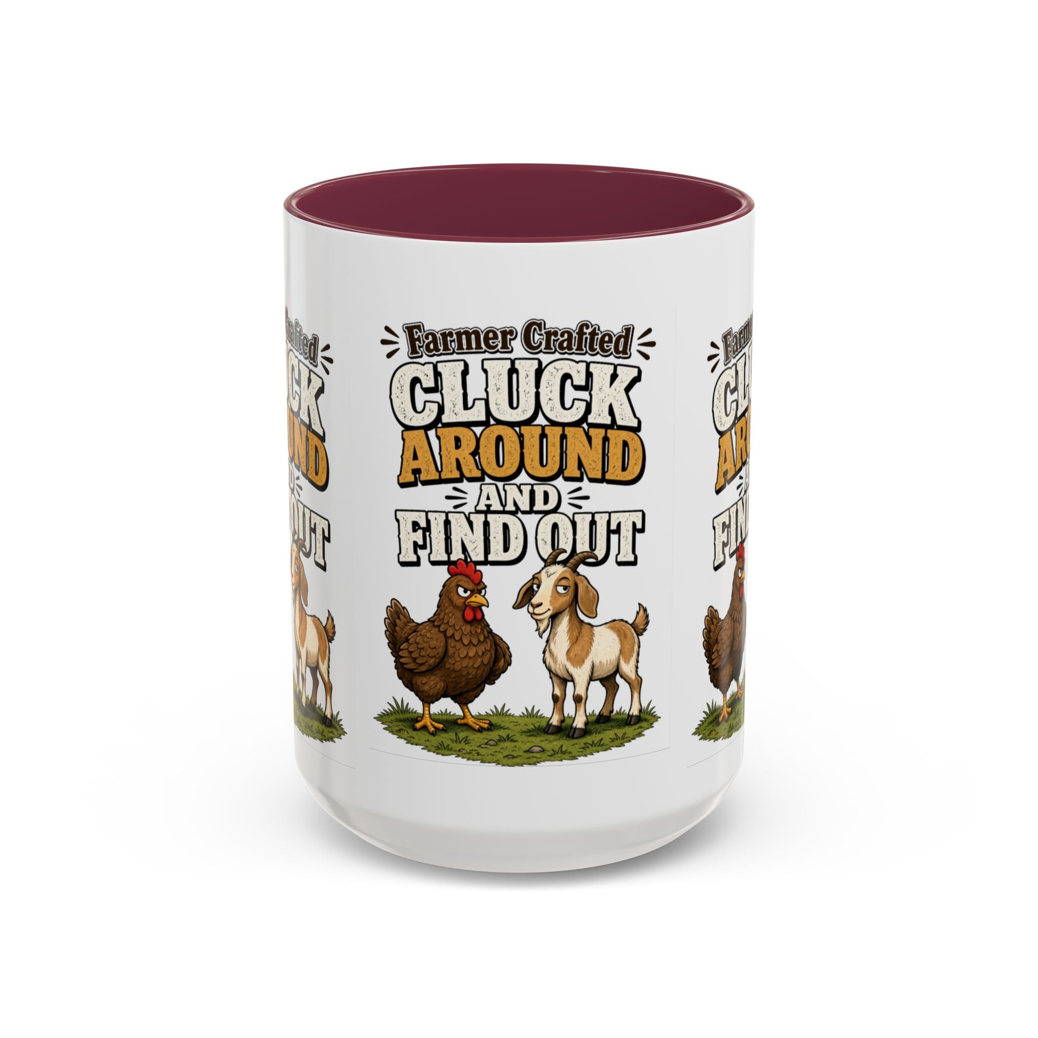 Farmer Crafted “Cluck Around and Find Out” Ceramic Accent Mug — Funny Chicken & Goat Farm Gift (11oz/15oz)