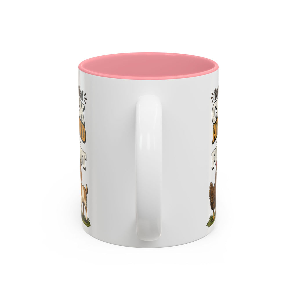 Farmer Crafted “Cluck Around and Find Out” Ceramic Accent Mug — Funny Chicken & Goat Farm Gift (11oz/15oz)