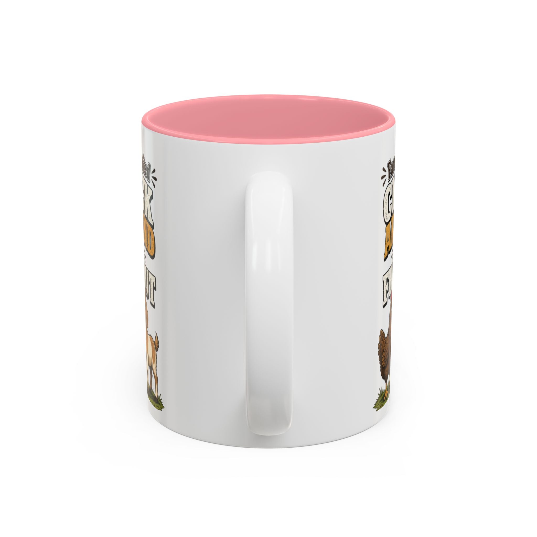 Farmer Crafted “Cluck Around and Find Out” Ceramic Accent Mug — Funny Chicken & Goat Farm Gift (11oz/15oz)