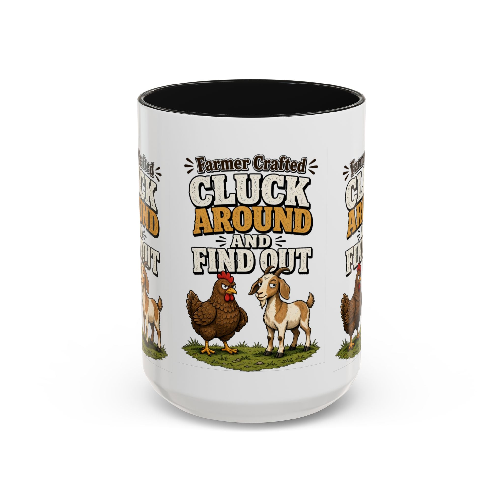 Farmer Crafted “Cluck Around and Find Out” Ceramic Accent Mug — Funny Chicken & Goat Farm Gift (11oz/15oz)