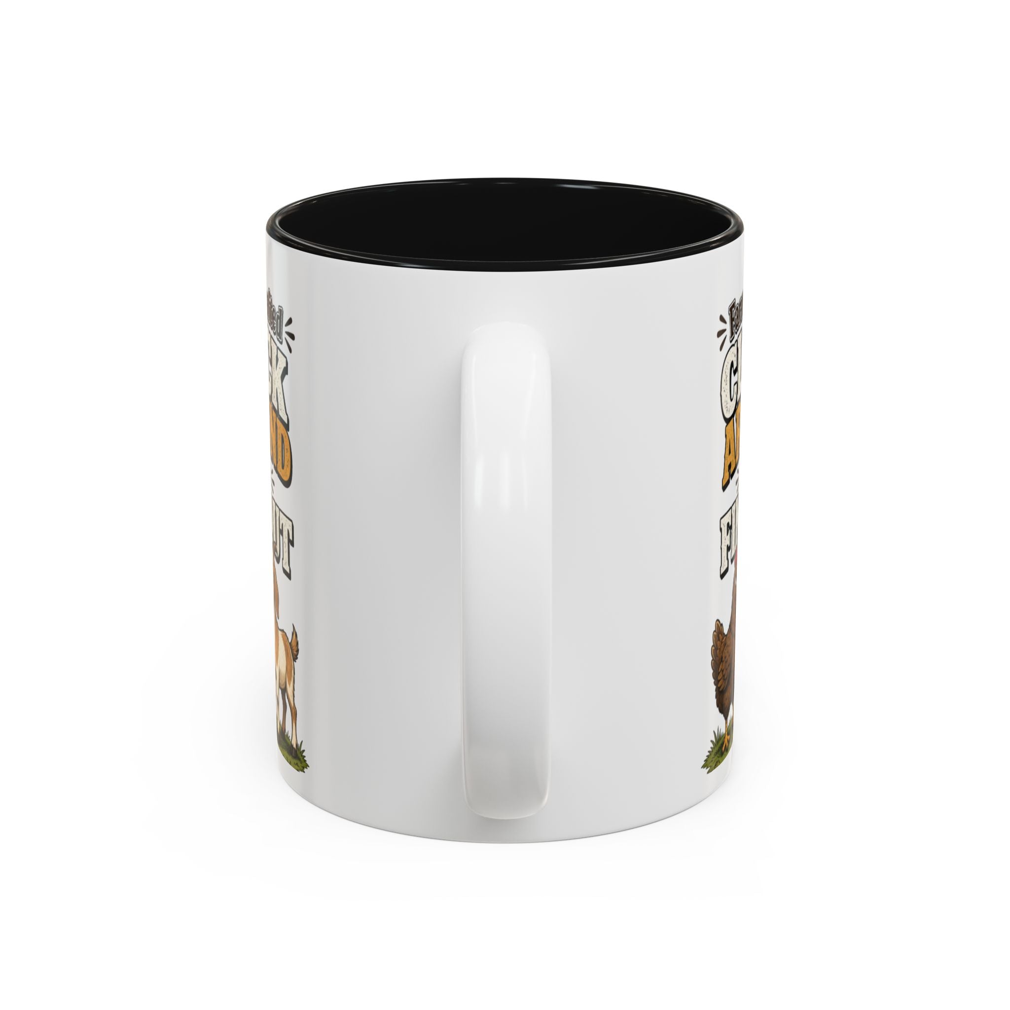 Farmer Crafted “Cluck Around and Find Out” Ceramic Accent Mug — Funny Chicken & Goat Farm Gift (11oz/15oz)