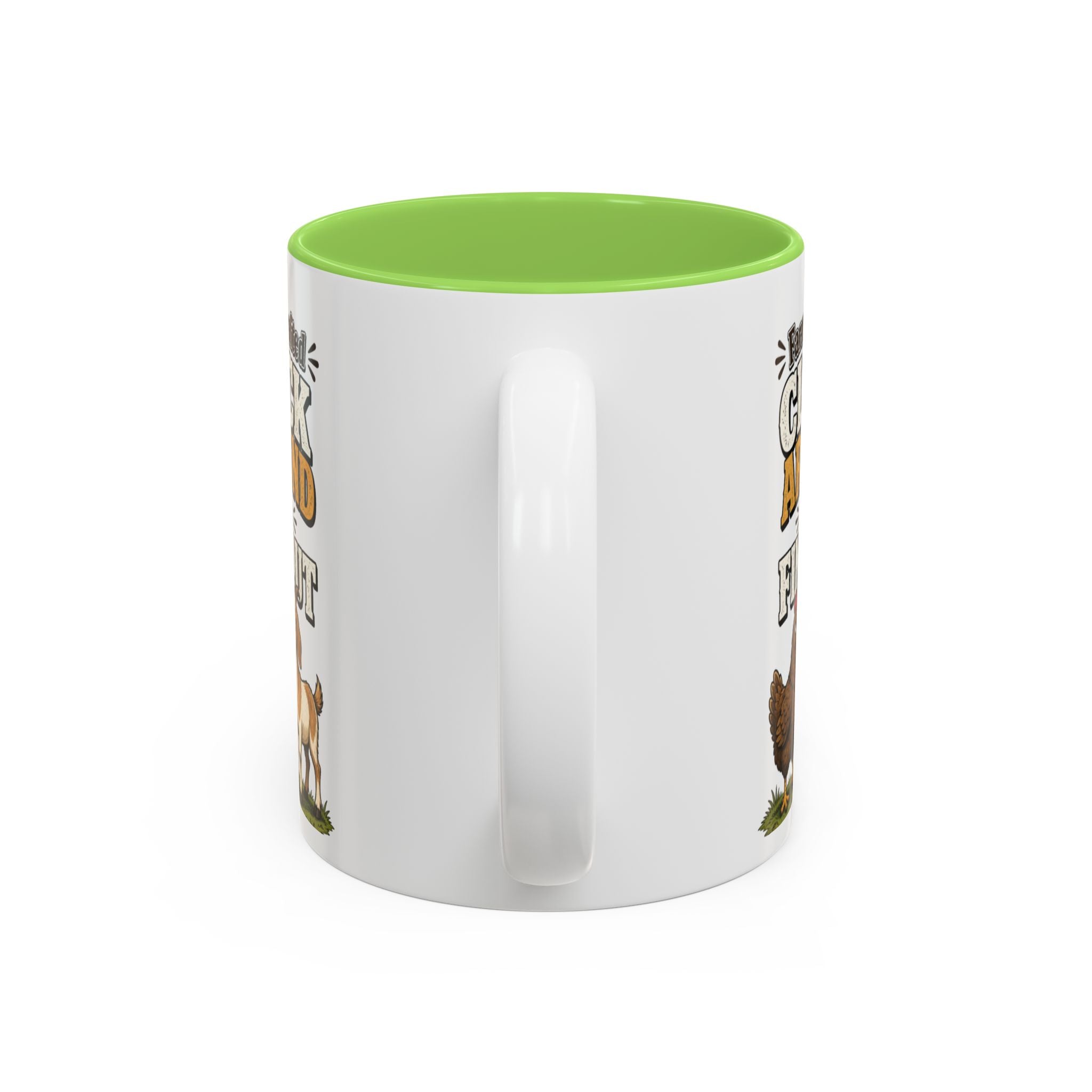 Farmer Crafted “Cluck Around and Find Out” Ceramic Accent Mug — Funny Chicken & Goat Farm Gift (11oz/15oz)