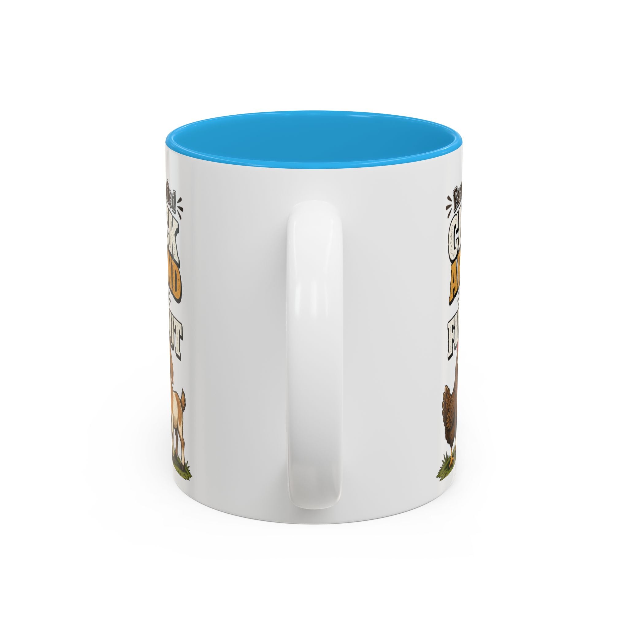 Farmer Crafted “Cluck Around and Find Out” Ceramic Accent Mug — Funny Chicken & Goat Farm Gift (11oz/15oz)