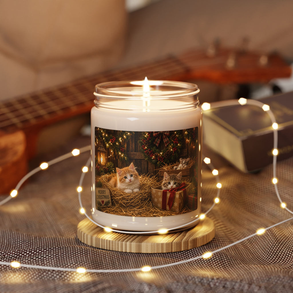 Christmas Kitten Soy Candle — 9oz Scented Holiday Candle
