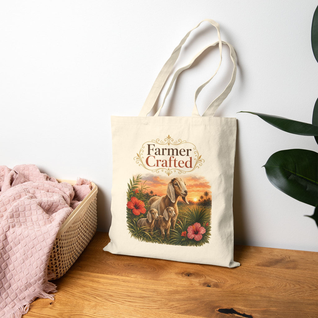 Farmer Crafted Canvas Tote Bag — Rustic Goat Farm Sunset Market Bag