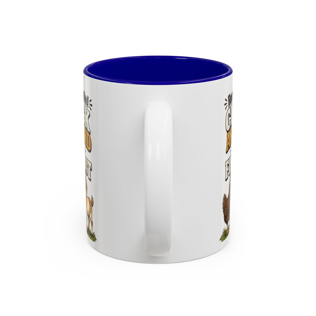 Farmer Crafted “Cluck Around and Find Out” Ceramic Accent Mug — Funny Chicken & Goat Farm Gift (11oz/15oz)
