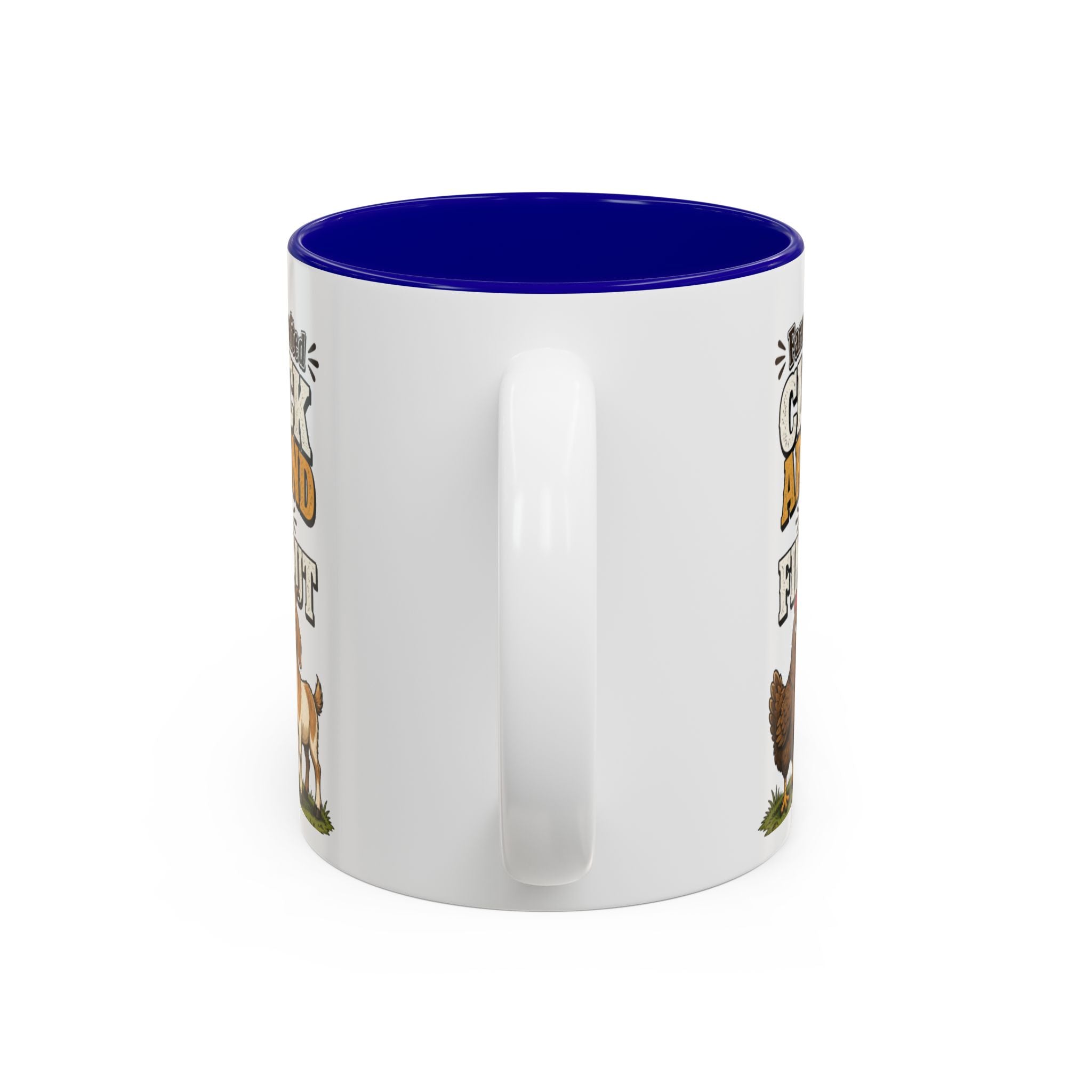 Farmer Crafted “Cluck Around and Find Out” Ceramic Accent Mug — Funny Chicken & Goat Farm Gift (11oz/15oz)