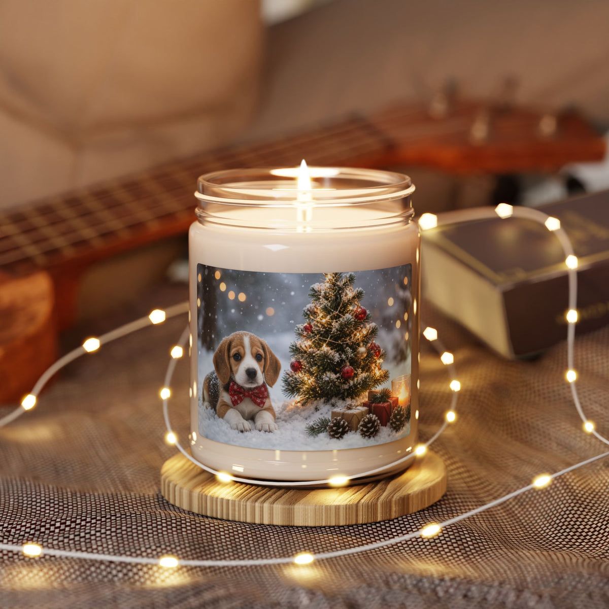 Holiday Puppy Christmas Candle — 9oz Scented Soy Jar